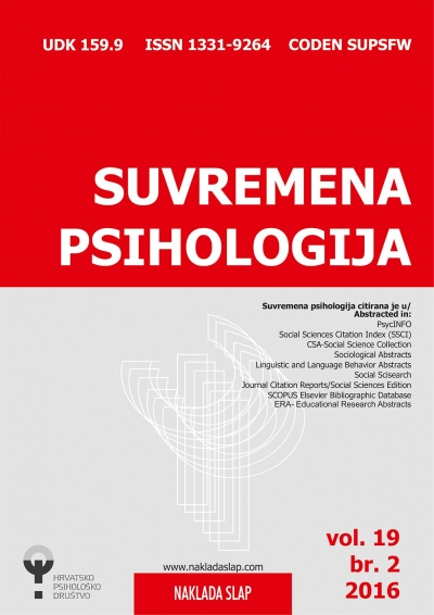 Suvremena psihologija - objavljen je novi broj časopisa Vol. 19, br.2 2016.