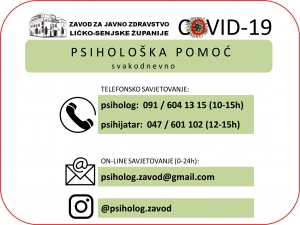O aktivnostima psihologa u korona-krizi u Ličko-senjskoj županiji - izvještava Kristina Manestar
