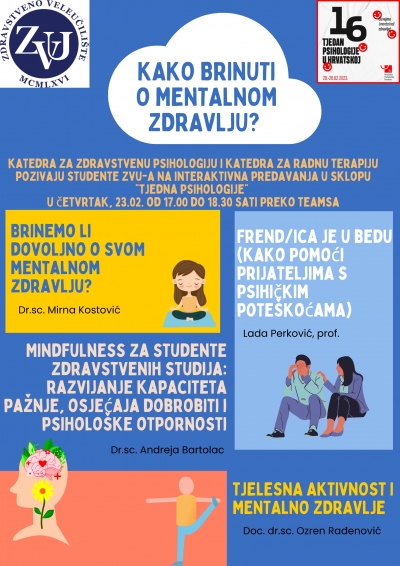 16. Tjedan psihologije na Zdravstvenom veleučili&scaron;tu