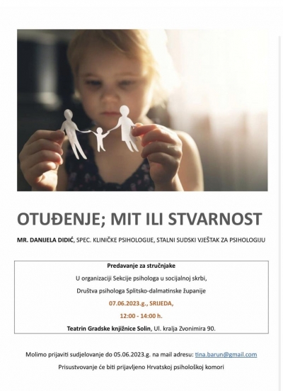 Dru&scaron;tvo psihologa Splitsko-dalmatinske županje - najava sastanka 7.6.23.
